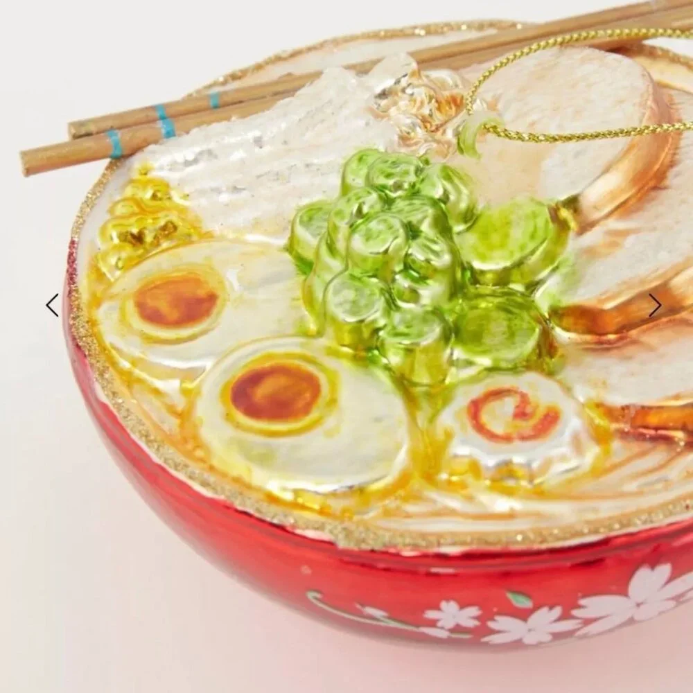 Ramen Bowl Glass Christmas Ornament With Chopsticks pho noodle soup‎
